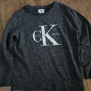 Calvin Klein Heather gray white Long-Sleeve Pullover Sweat Shirt sweater Women M